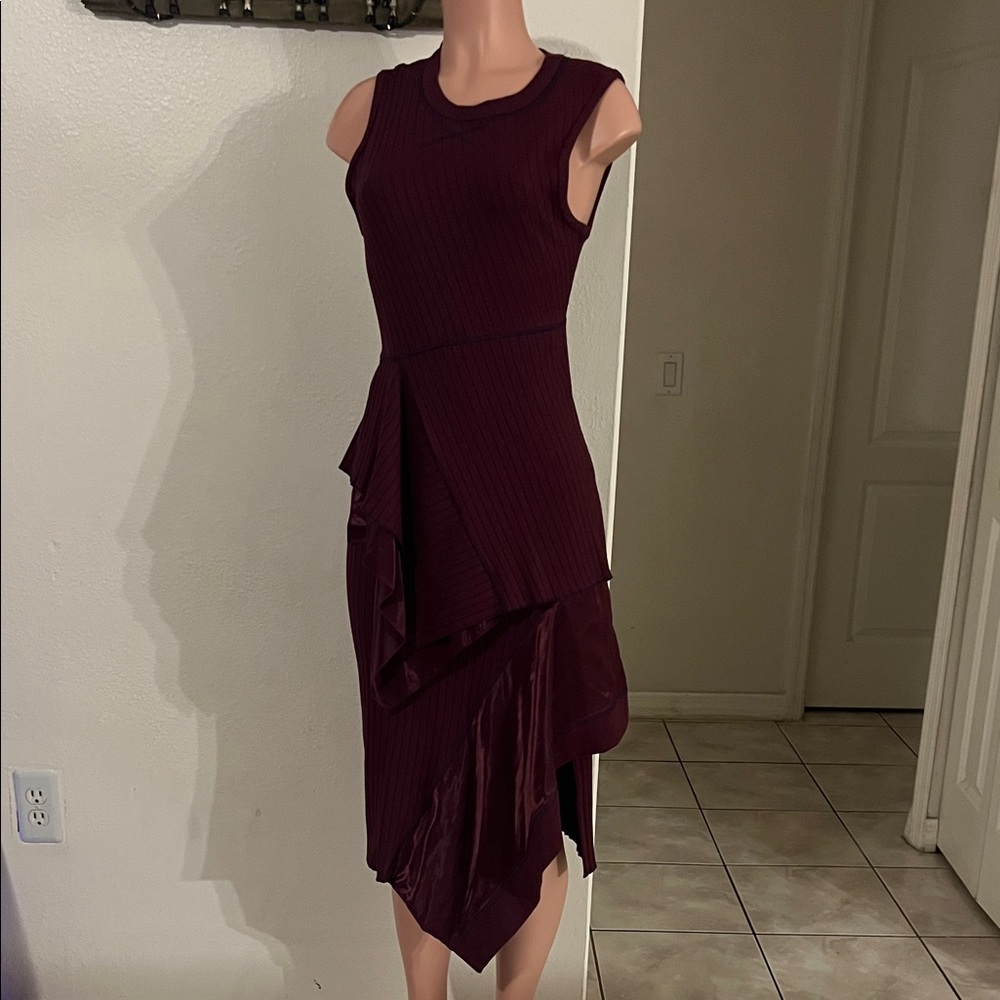 Sies Marjan Asymmetrical Sleeveless Dress in Burgundy